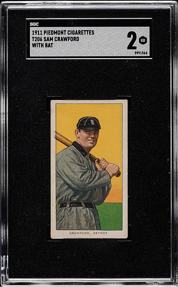 1909-1911 T206 White Border Sam Crawford with Bat SGC GOOD 2