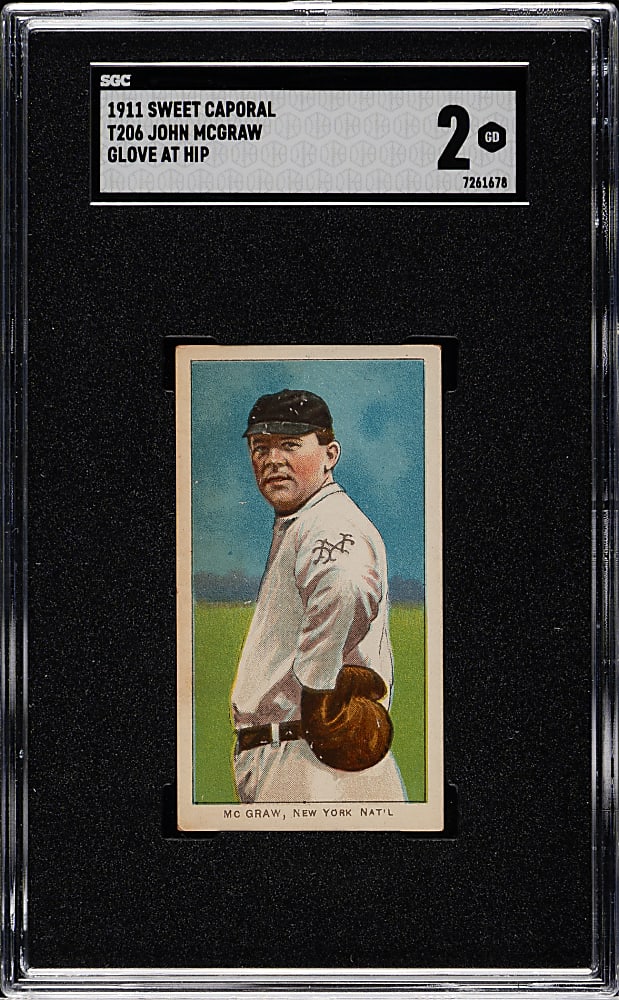 1909-1911 T206 White Border John McGraw Glove At Hip SGC GOOD 2