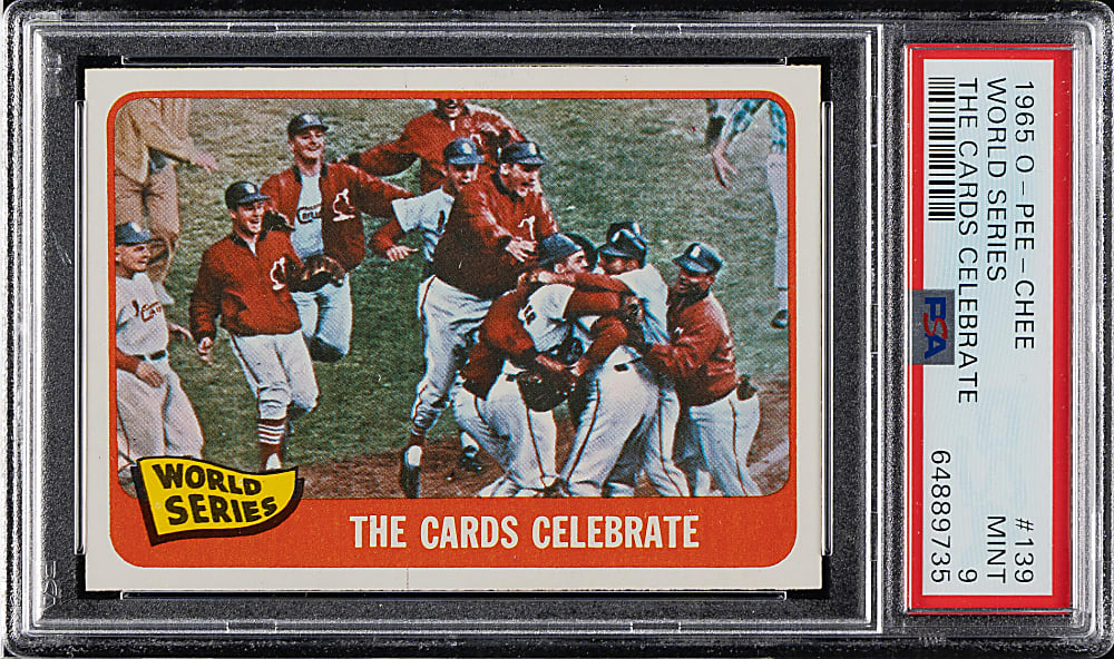 1965 O-Pee-Chee #139 World Series The Cards Celebrate PSA MINT 9