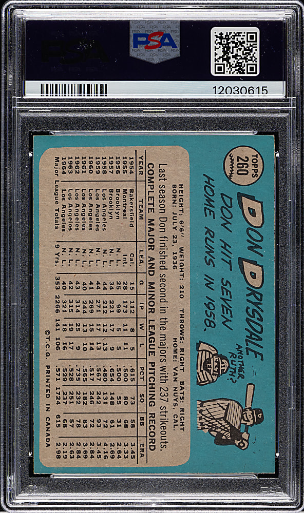 1965 O-Pee-Chee #260 Don Drysdale PSA NM-MT 8