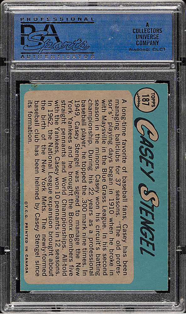 1965 O-Pee-Chee #187 Casey Stengel PSA NM-MT 8