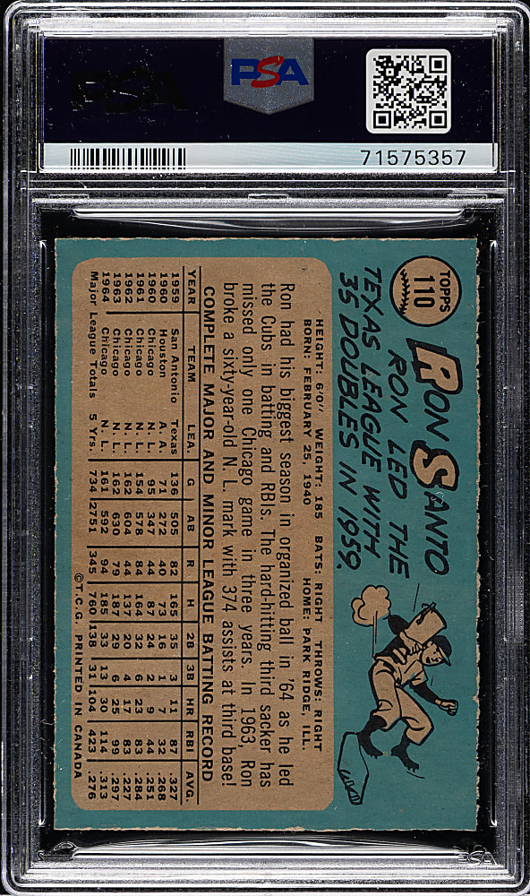 1965 O-Pee-Chee #110 Ron Santo PSA NM-MT 8