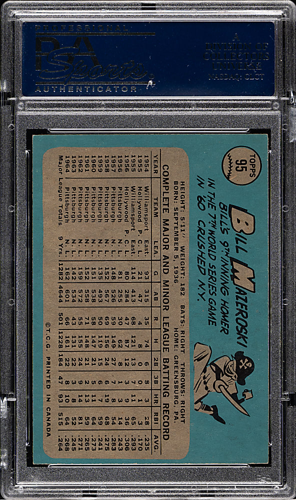 1965 O-Pee-Chee #95 Bill Mazeroski PSA NM-MT 8