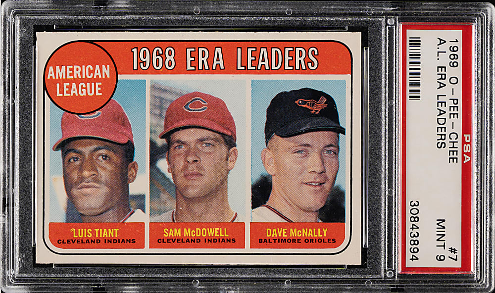 1969 O-Pee-Chee #7 AL ERA Leaders PSA MINT 9