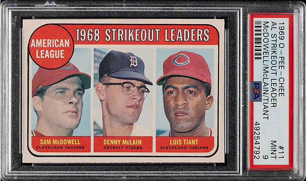 1969 O-Pee-Chee #11 AL Strikeout Leaders PSA MINT 9