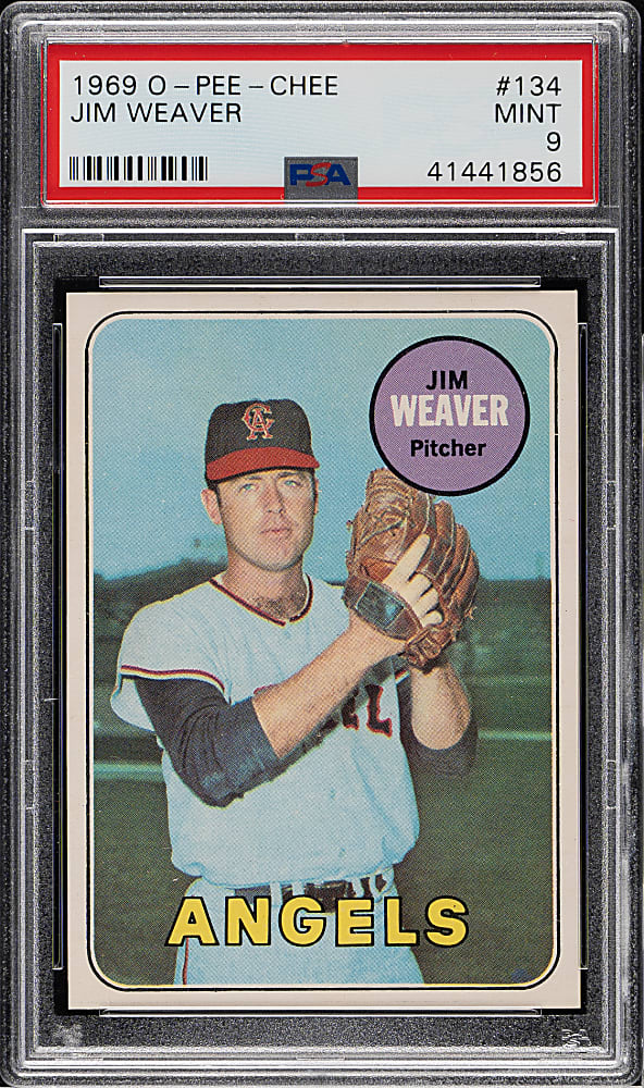 1969 O-Pee-Chee #134 Jim Weaver PSA MINT 9