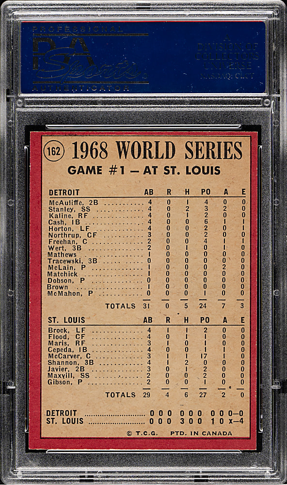 1969 O-Pee-Chee #162 World Series Game 1 with Bob Gibson PSA MINT 9