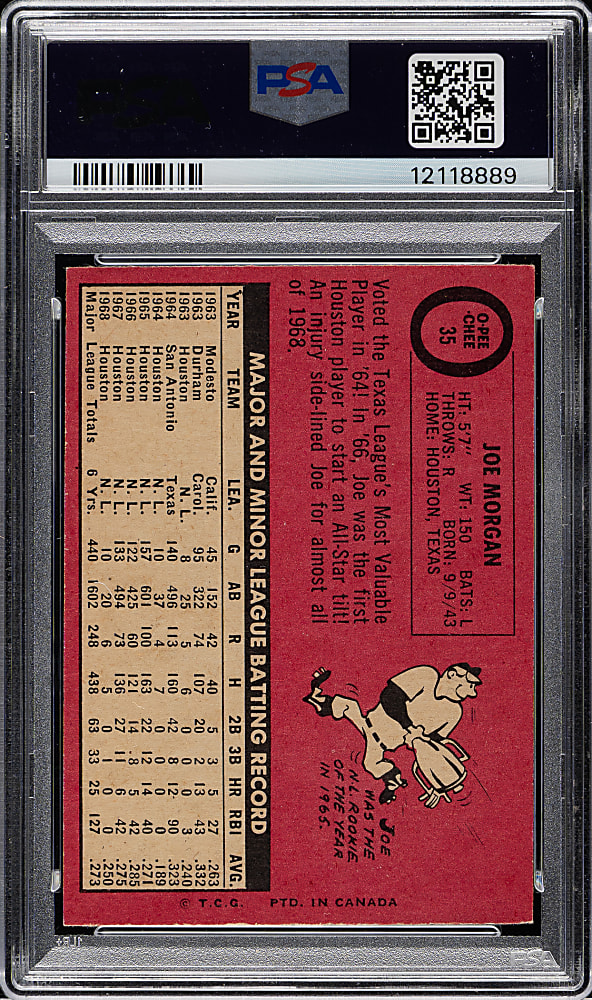 1969 O-Pee-Chee #35 Joe Morgan PSA NM-MT 8