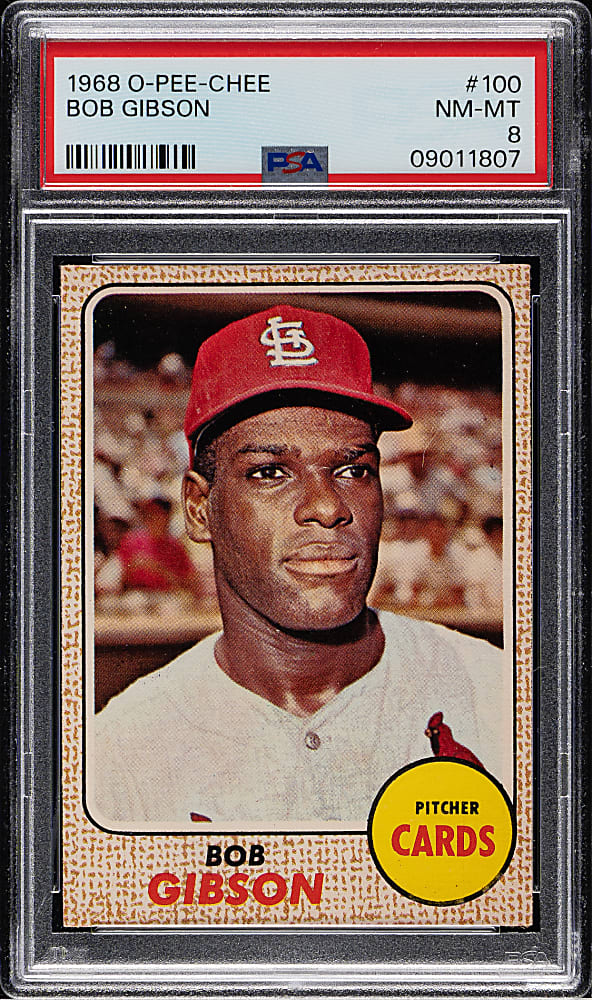 1968 O-Pee-Chee #100 Bob Gibson PSA NM-MT 8
