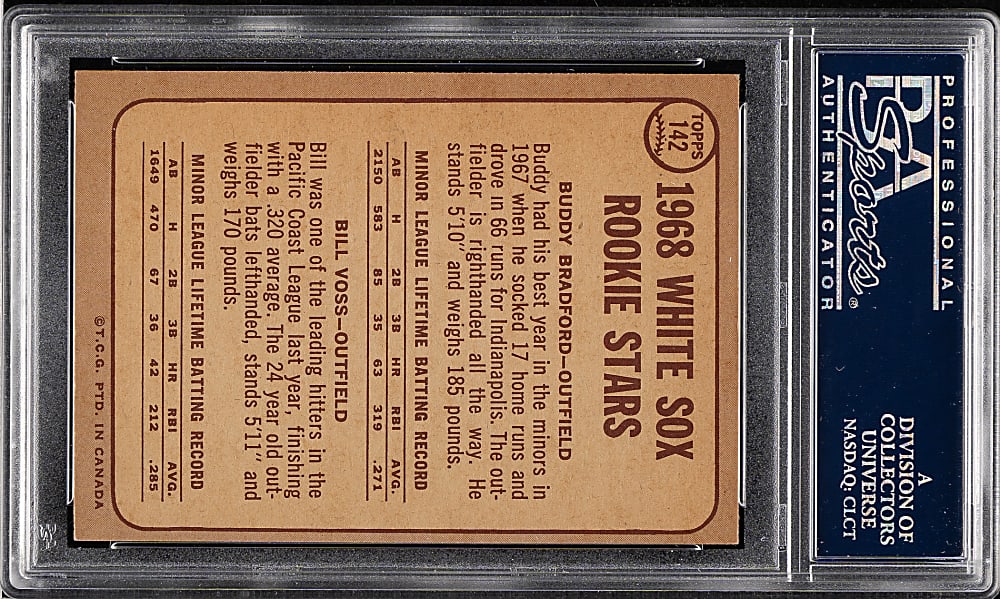 1968 O-Pee-Chee #142 Bradford/Voss PSA MINT 9
