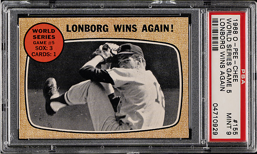 1968 O-Pee-Chee #155 World Series Game 5 Lonborg Wins Again PSA MINT 9