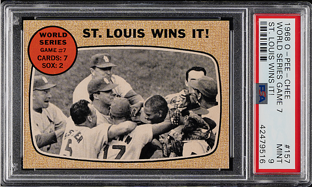 1968 O-Pee-Chee #157 World Series Game 7 St. Louis Wins It! PSA MINT 9