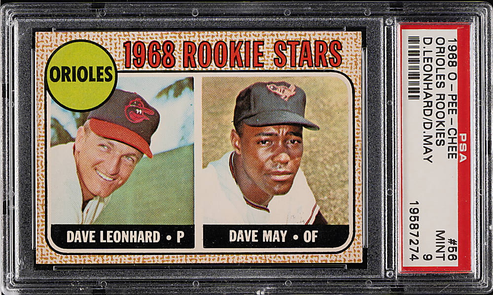 1968 O-Pee-Chee #56 Leonhard/May PSA MINT 9