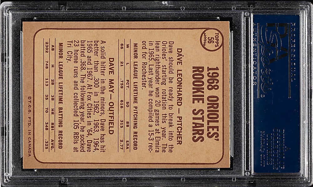 1968 O-Pee-Chee #56 Leonhard/May PSA MINT 9