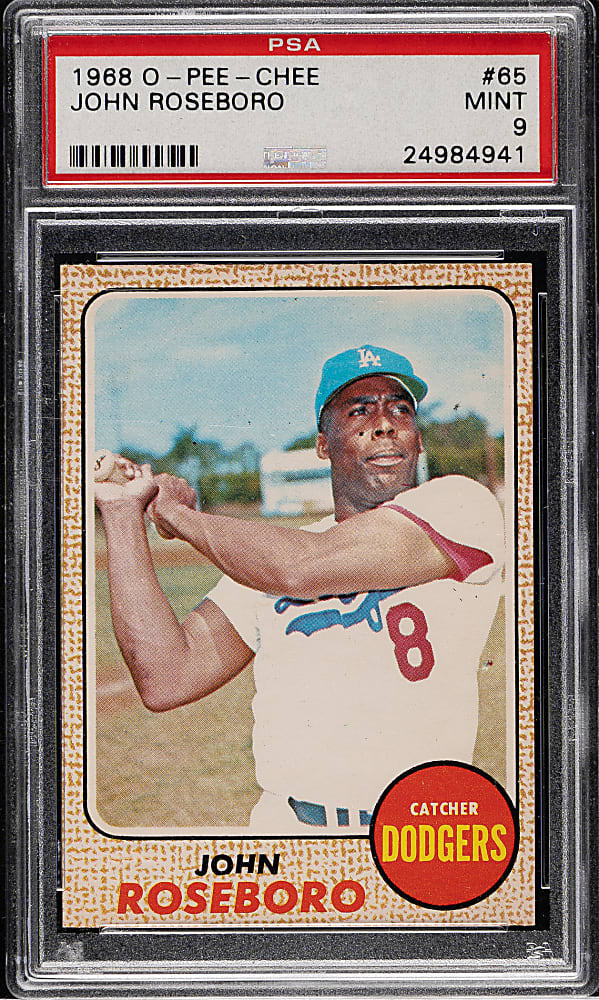 1968 O-Pee-Chee #65 John Roseboro PSA MINT 9