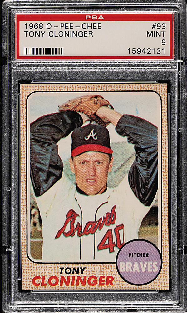 1968 O-Pee-Chee #93 Tony Cloninger PSA MINT 9