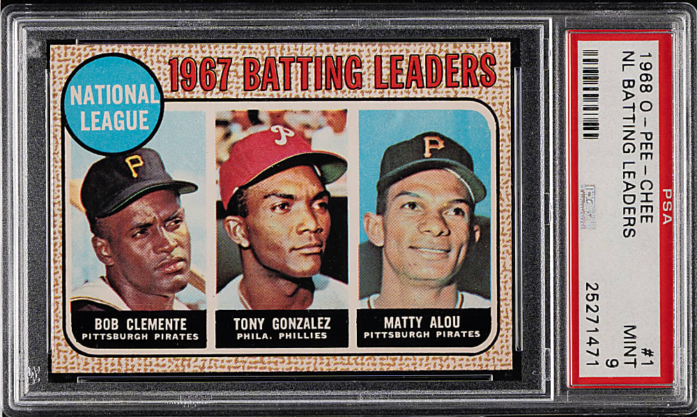 1968 O-Pee-Chee #1 NL Batting Leaders with Roberto Clemente PSA MINT 9