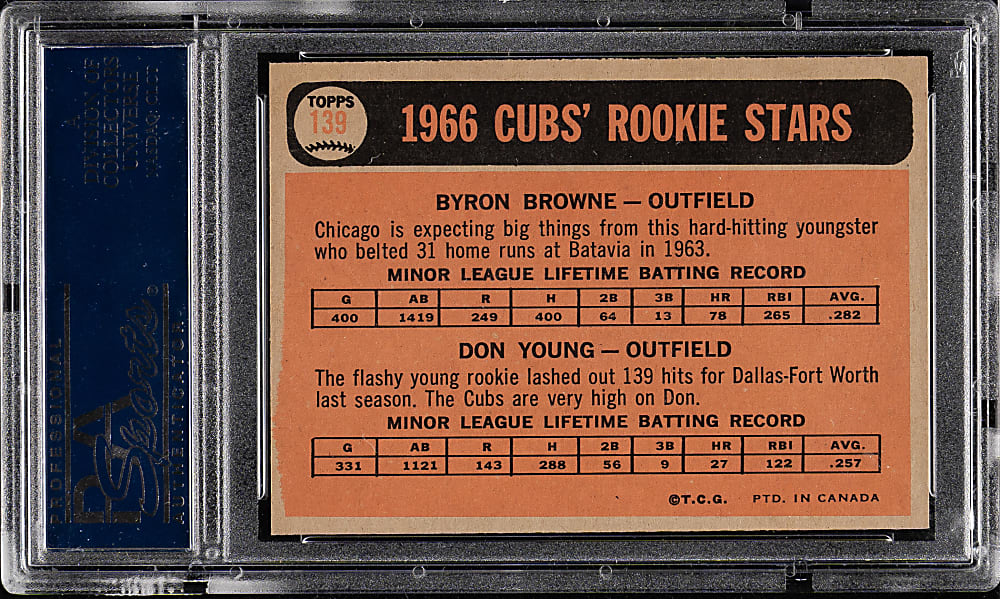 1966 O-Pee-Chee #139 Browne/Young PSA MINT 9