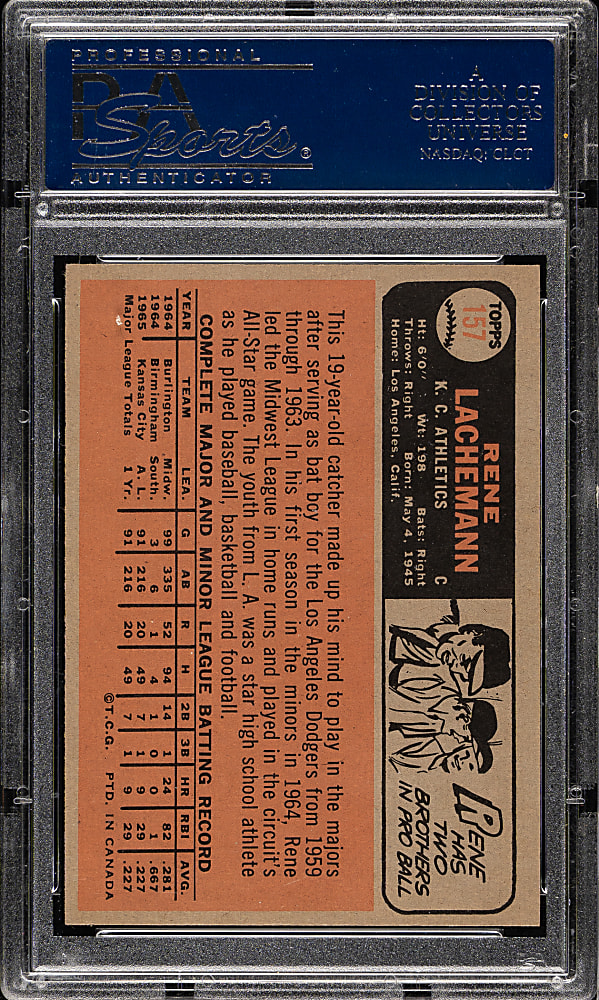 1966 O-Pee-Chee #157 Rene Lachemann PSA MINT 9