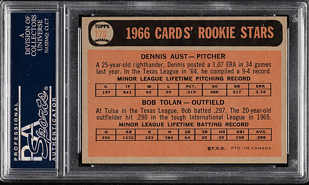 1966 O-Pee-Chee #179 Aust/Tolan PSA MINT 9