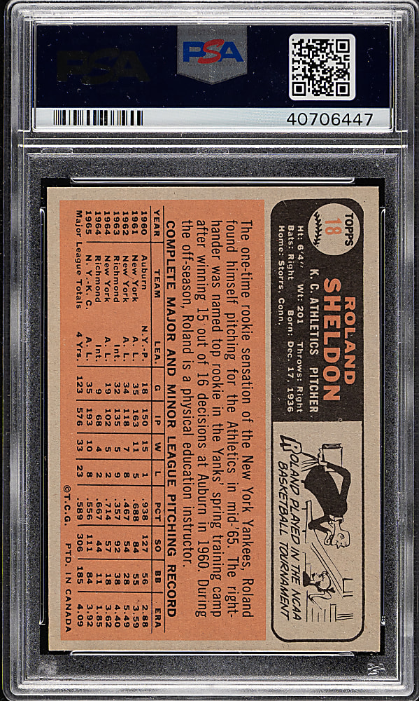 1966 O-Pee-Chee #18 Roland Sheldon PSA MINT 9