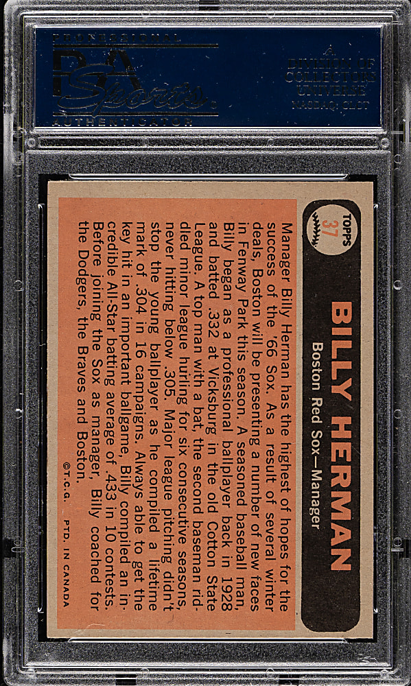 1966 O-Pee-Chee #37 Billy Herman PSA MINT 9