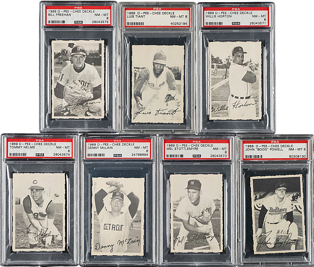 1969 O-Pee-Chee Deckle Edge PSA NM-MT 8 Collection (11) Including Carl Yaztrzemski, Luis Aparicio, and Willie McCovey