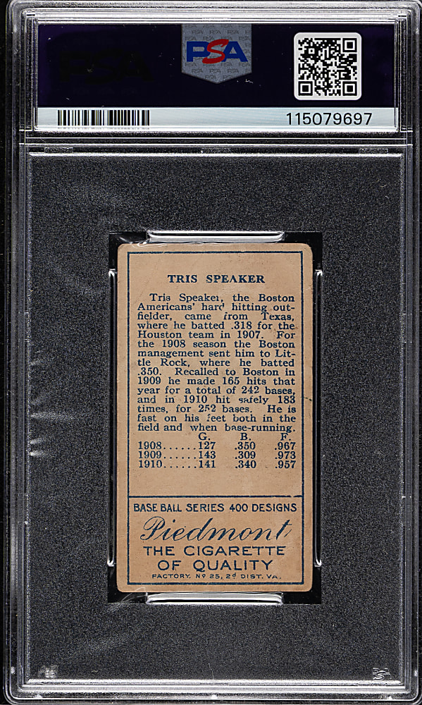 1911 T205 Gold Border Tris Speaker PSA POOR 1