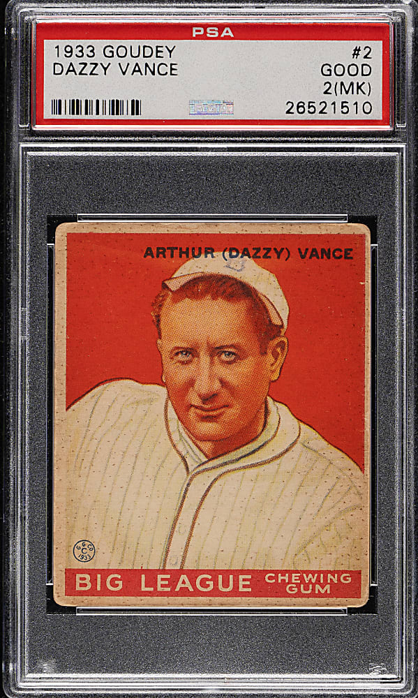 1933 R319 Goudey #2 Dazzy Vance PSA GOOD 2 (MK)