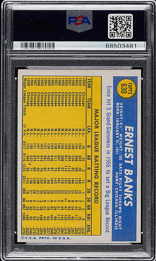 1970 Topps #630 Ernie Banks PSA EX-MT 6