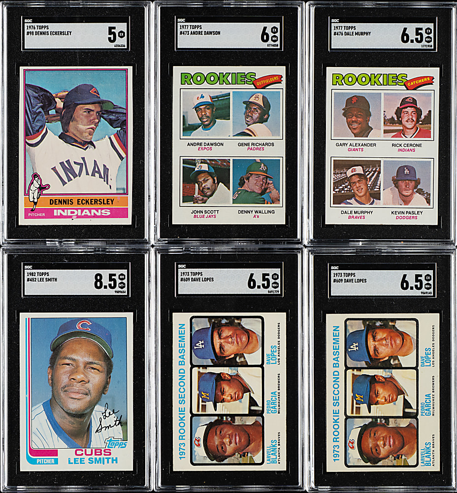 1973 to 1982 Topps SGC-Graded Collection (6) Including Dennis Eckersley and Andrew Dawson Rookies