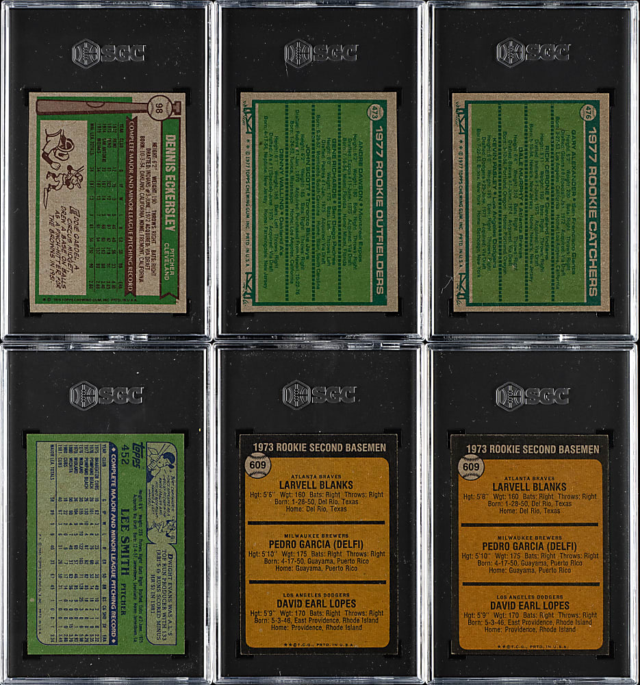 1973 to 1982 Topps SGC-Graded Collection (6) Including Dennis Eckersley and Andrew Dawson Rookies