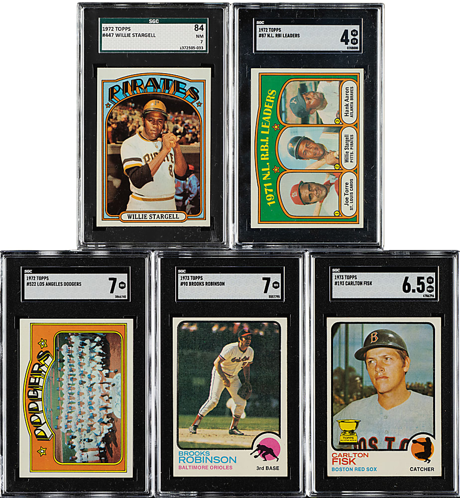 1972 and 1973 Topps Hall of Fame and Star SGC-Graded Collection (9) Including Pete Rose, Willie Stargell, and Lou Brock