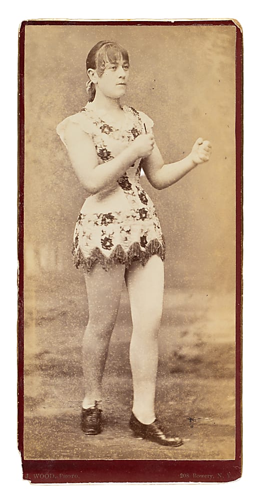 Circa 1880s J. Wood Studios Female Boxer Cabinet Card