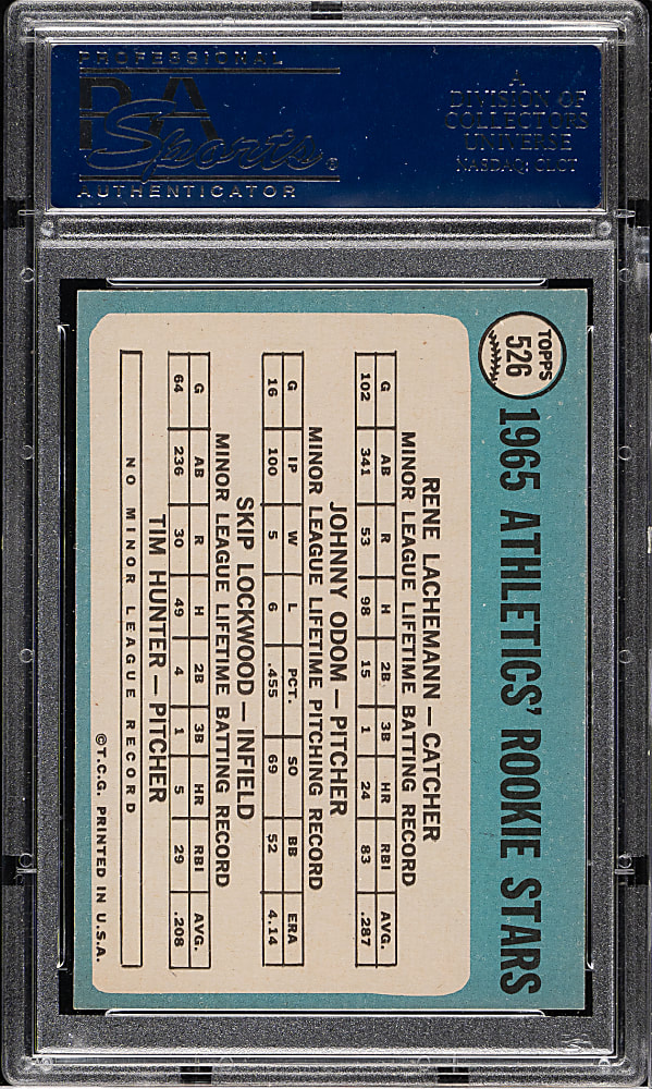 1965 Topps #526 Jim "Catfish" Hunter Rookie PSA NM-MT 8