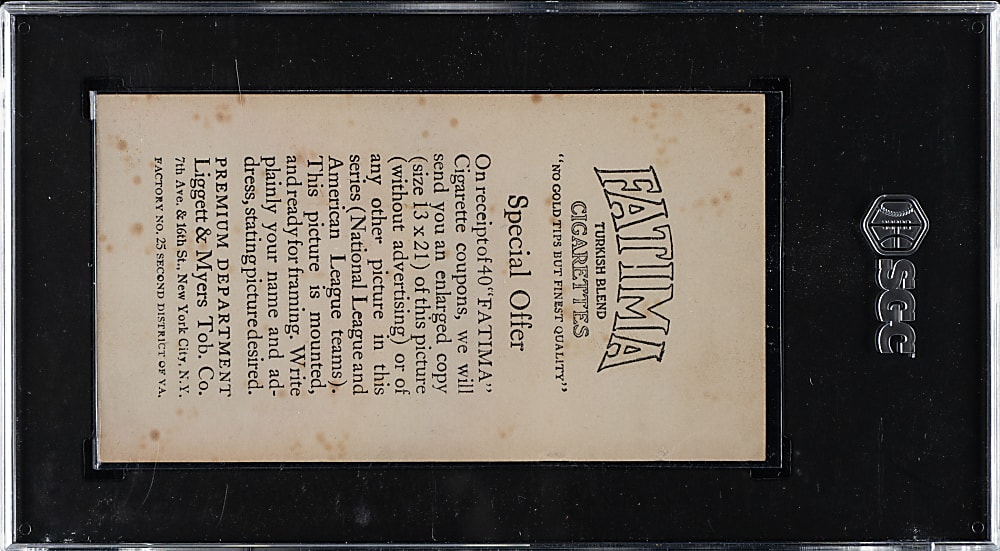1913 T200 Fatima Team Card Philadelphia Americans with Mack, Backer, Bender, Collins, and Plank SGC GOOD 2