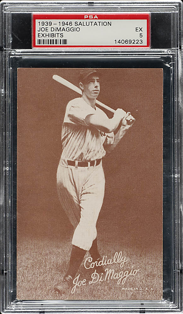 1939-1946 W462 Salutation Exhibits Joe DiMaggio PSA EX 5