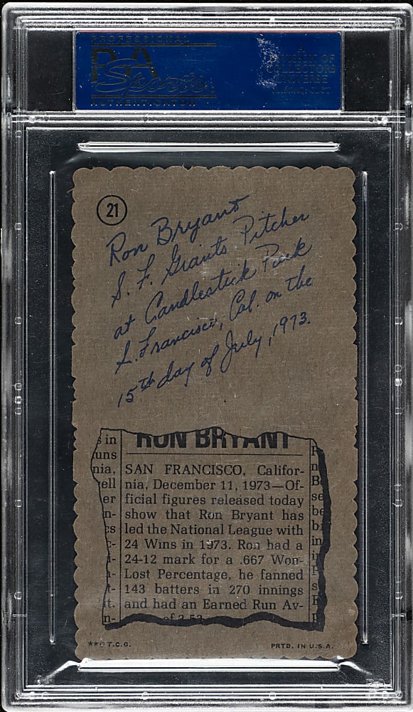 1974 Topps Deckle Edge #21 Ron Bryant PSA NM-MT 8