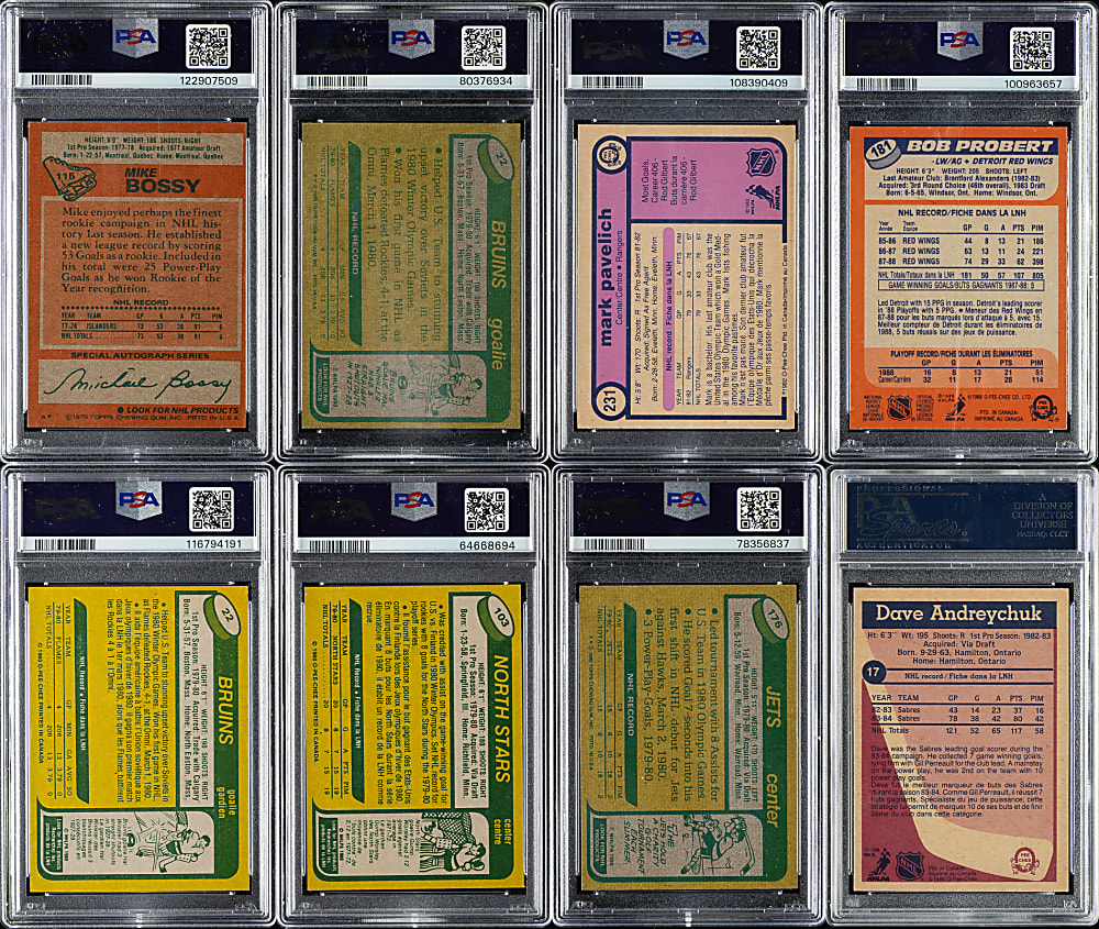 1978 to 1984 Topps and O-Pee-Chee Hockey Rookie PSA-Graded Collection (8)