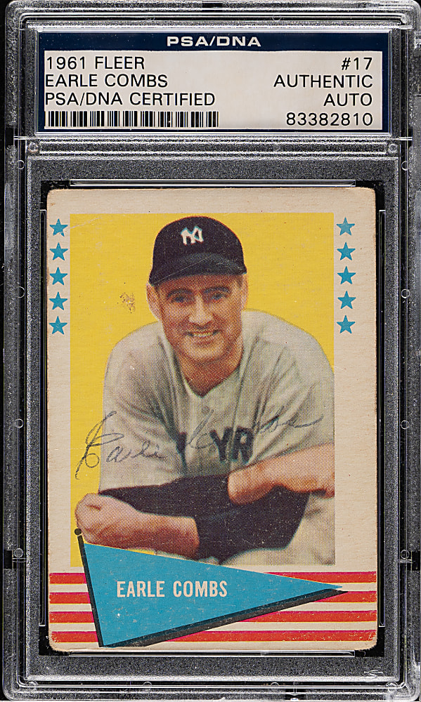 Signed 1961 Fleer #17 Earle Combs - PSA/DNA