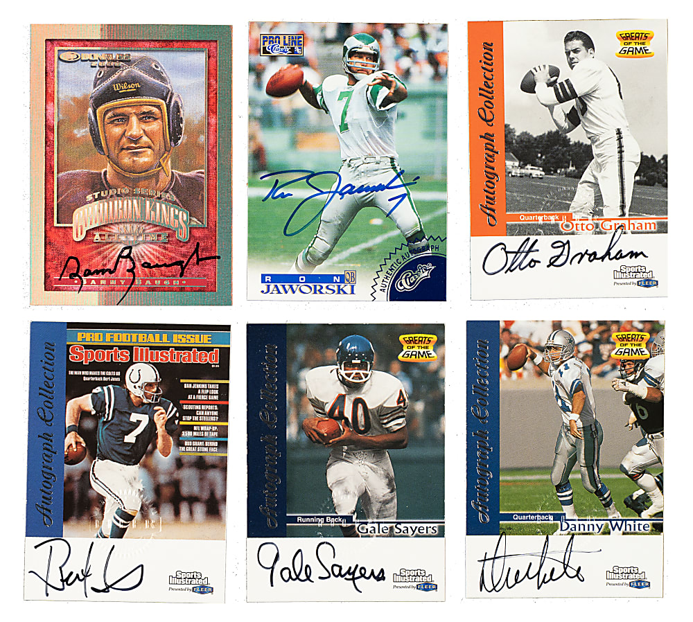 1989 to 2000 Donruss, Sports Illustrated, and Pro Line Autographs Football Collection (6) Including Sammy Baugh