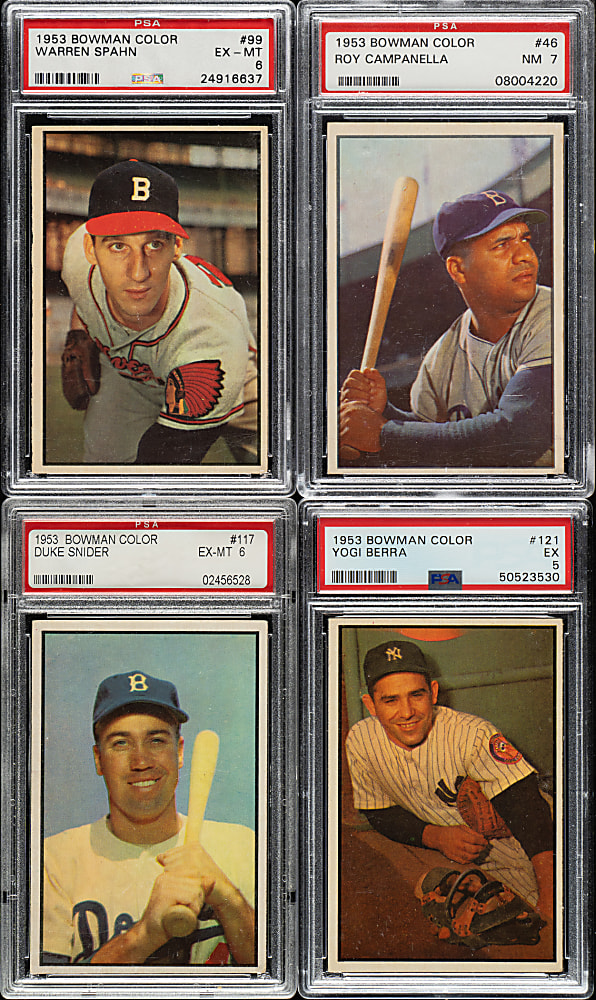 1953 Bowman Color Near-Complete Set (156/160) Including 84 PSA- and SGC-Graded Cards
