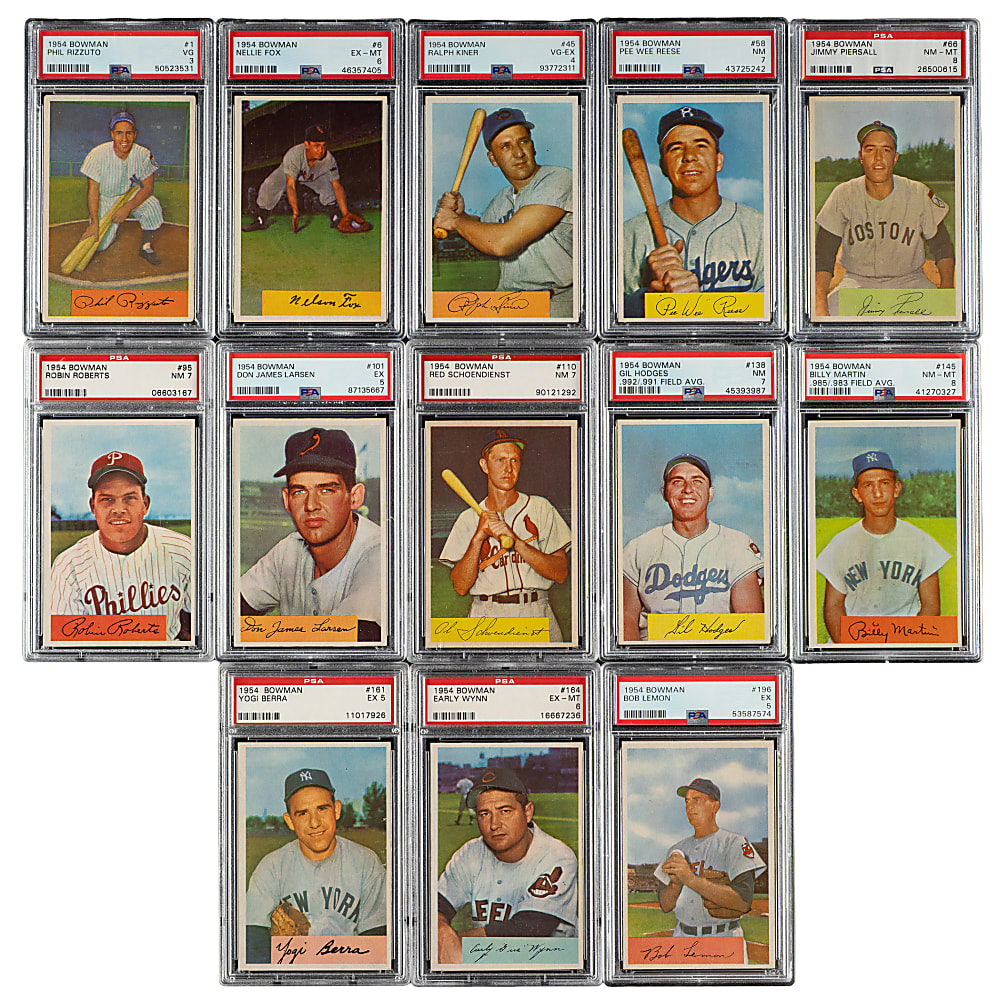 1954 Bowman Near-Complete Set (218/224) Including 103 PSA-Graded Cards