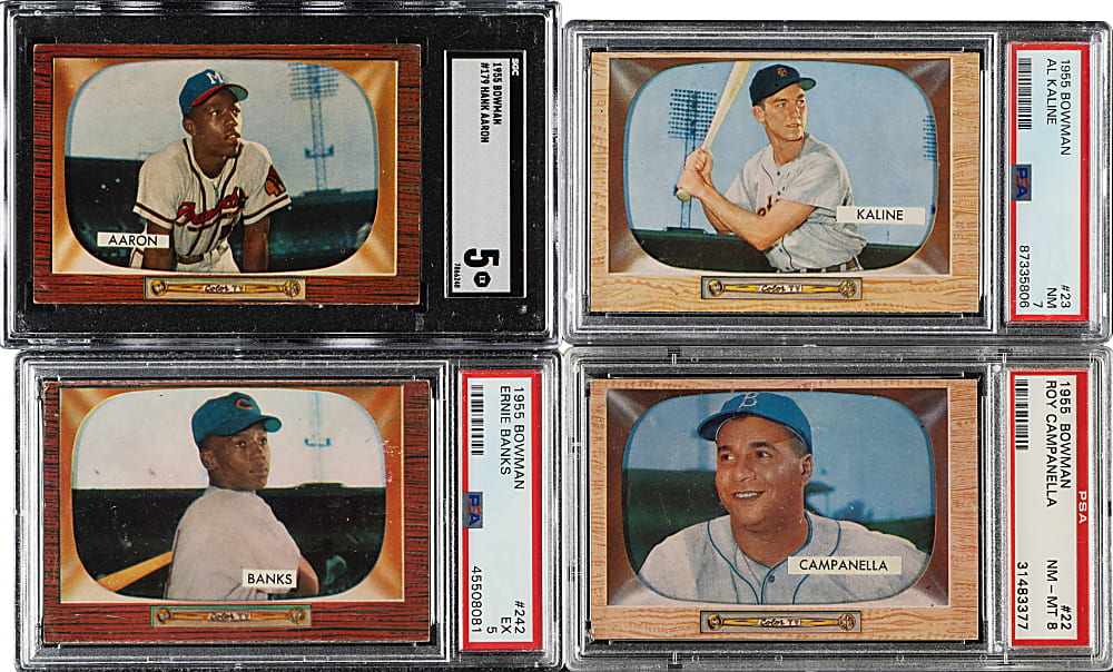 1955 Bowman Near-Complete Set (317/320) Including 60 PSA- and SGC-Graded Cards
