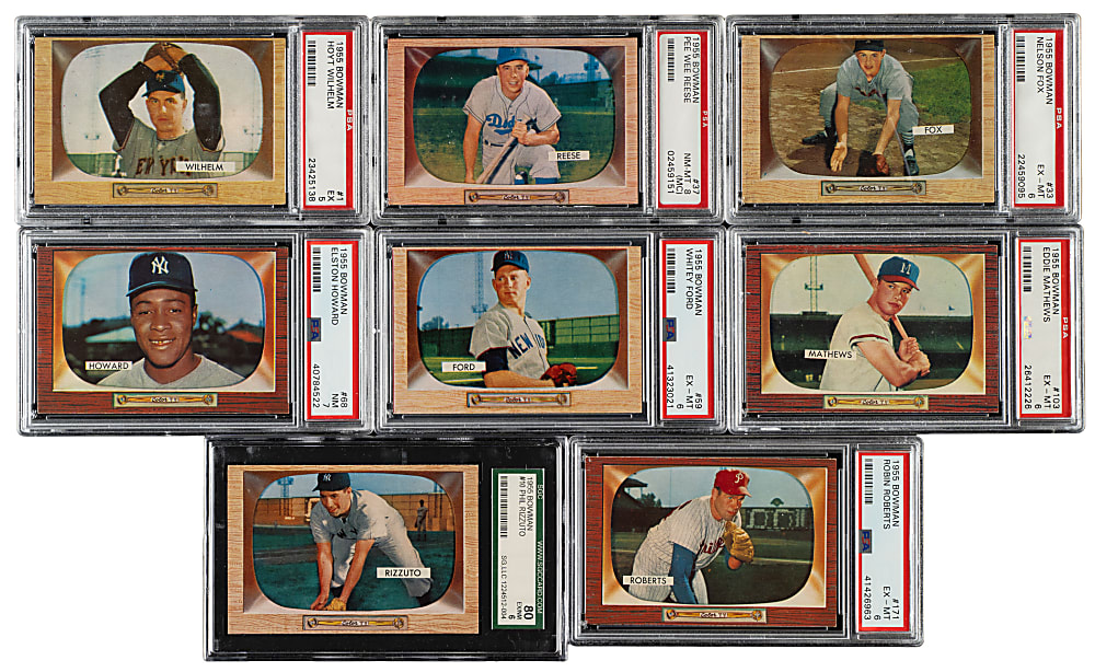 1955 Bowman Near-Complete Set (317/320) Including 60 PSA- and SGC-Graded Cards