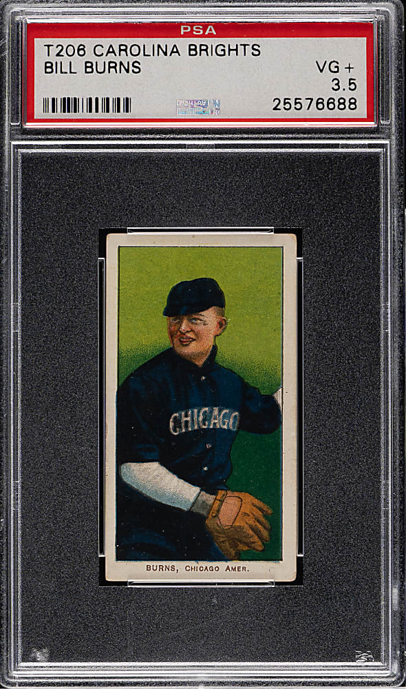1909-1911 T206 White Border Bill Burns PSA VG+ 3.5 - Carolina Brights Back