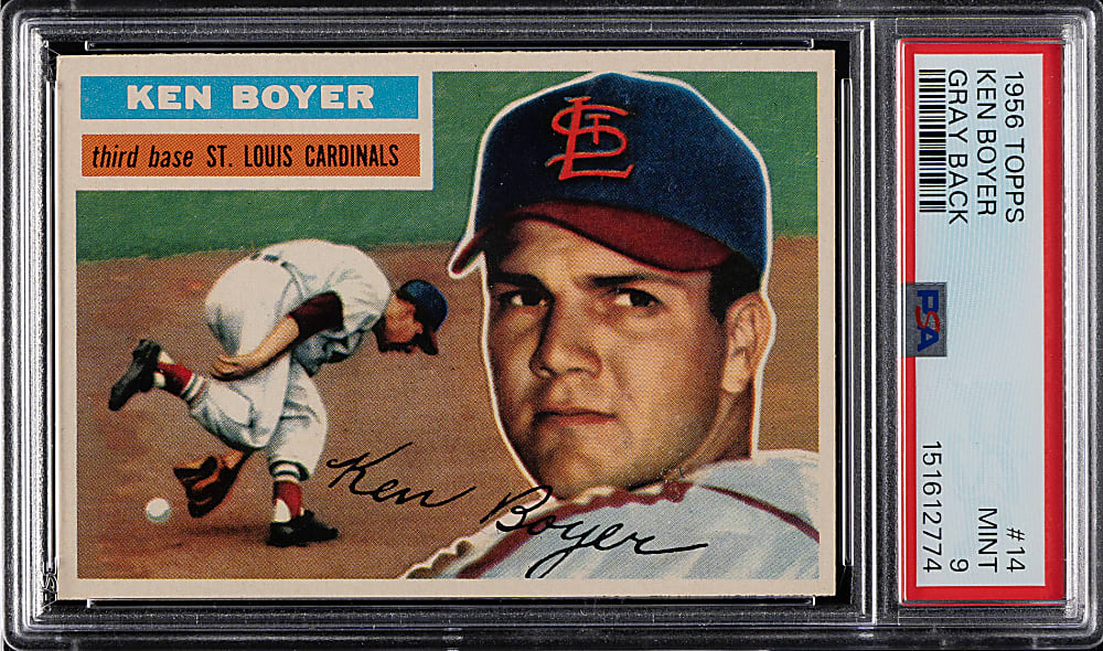1956 Topps #14 Ken Boyer Gray Back PSA MINT 9