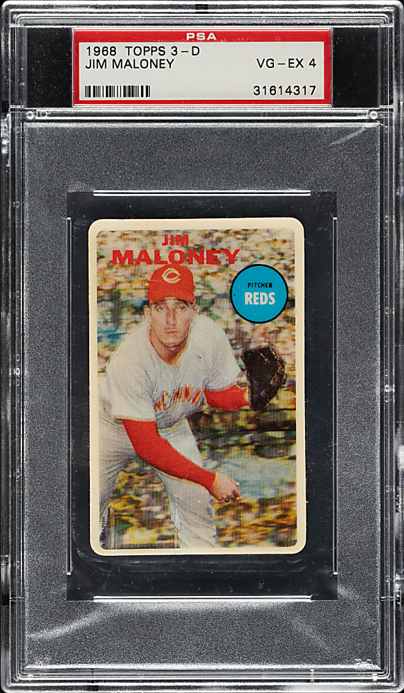 1968 Topps 3-D Jim Maloney PSA VG-EX 4 - Rare "No Dugout" Variation