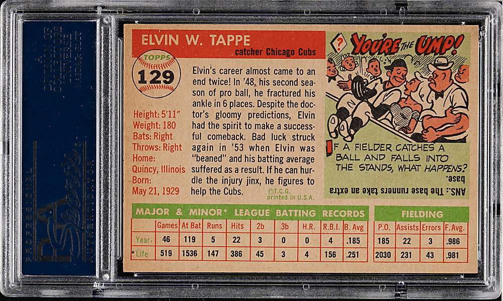 1955 Topps #129 Elvin Tappe PSA MINT 9