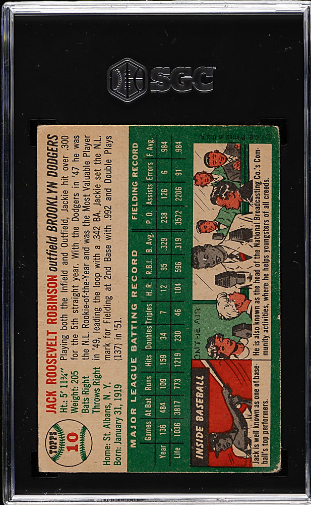 1954 Topps #10 Jackie Robinson SGC GOOD 2